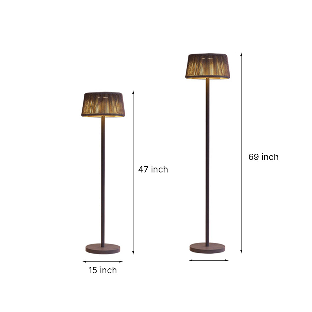 Waterproof Floor Lamp Mid Century Modern Woven Lampshade