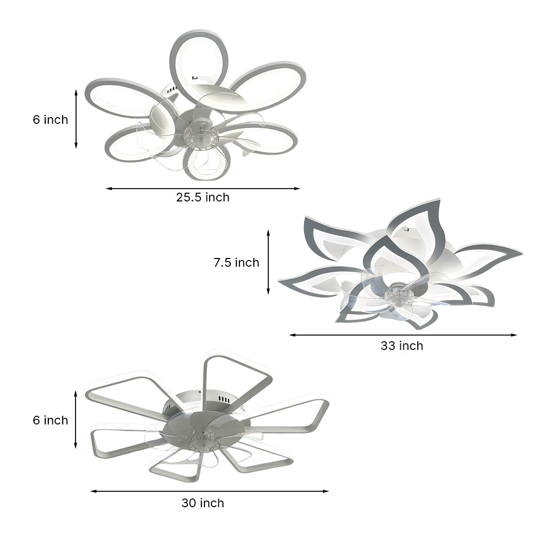 White Ceiling Fan With Light and Remote Modern Dimmable Ceiling Fan