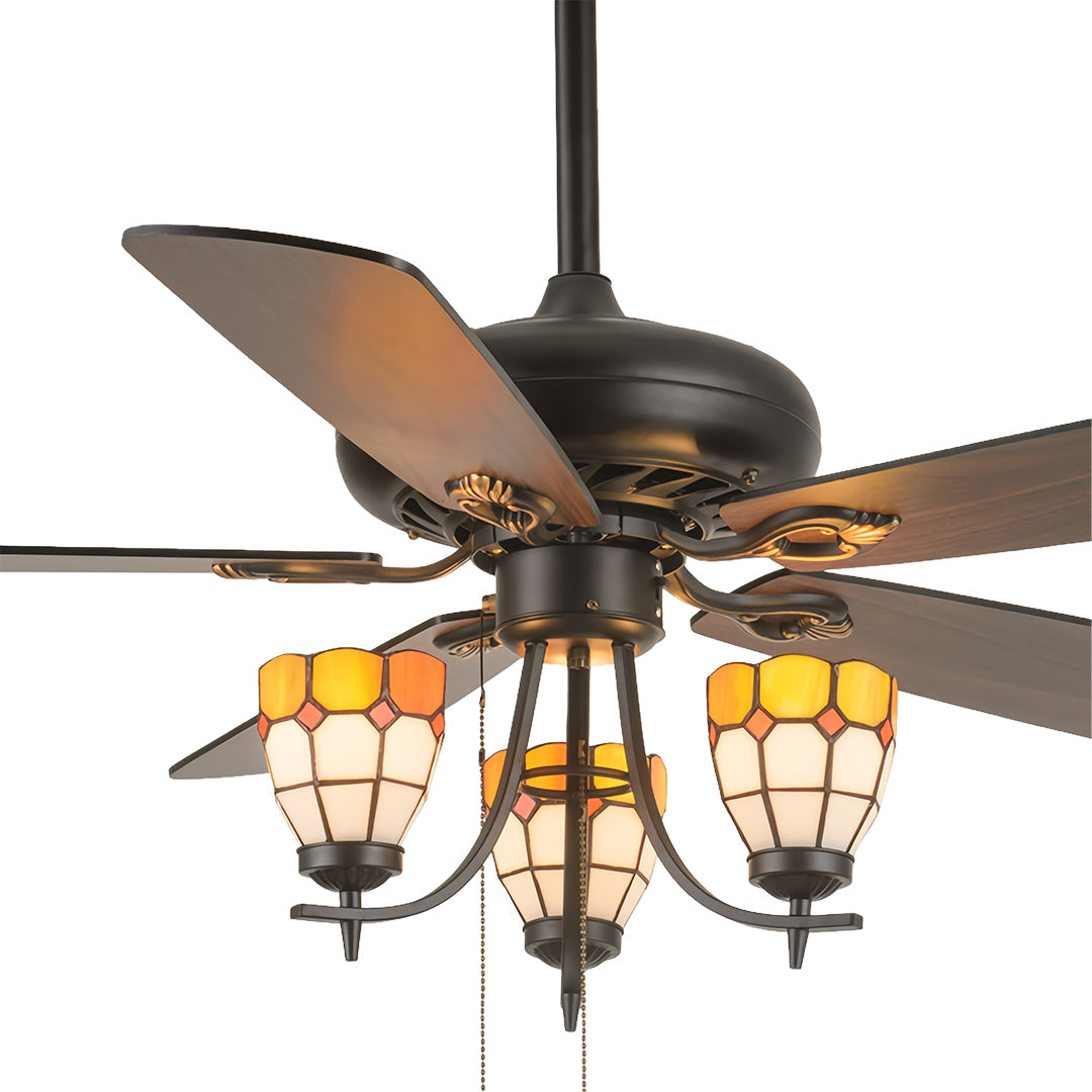 Vintage Style Ceiling Fans with Lights Wood Grain Dark Fan Lamp