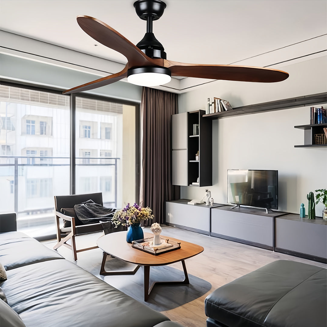 Wooden Ceiling Fan with Light Quiet Dc Motor Flush Mount Fandelier