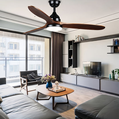 Wooden Ceiling Fan with Light Quiet Dc Motor Flush Mount Fandelier