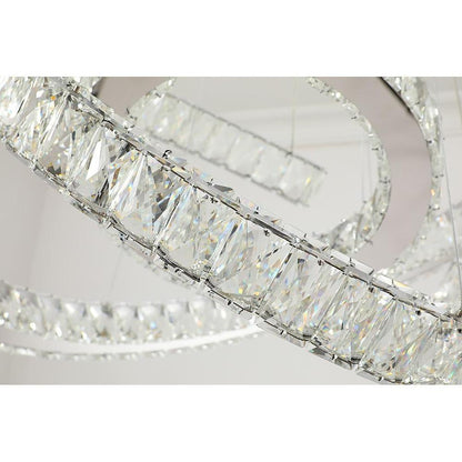 Wave LED Crystal Stainless Steel Ceiling Lights Chandeliers
