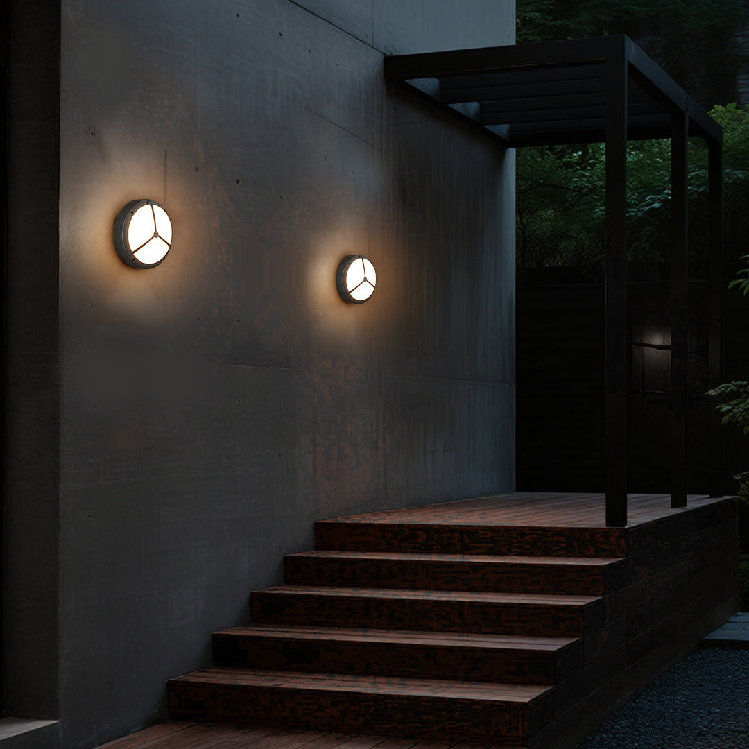 Waterproof Outdoor Wall Lighting Minimalist Trisection Round