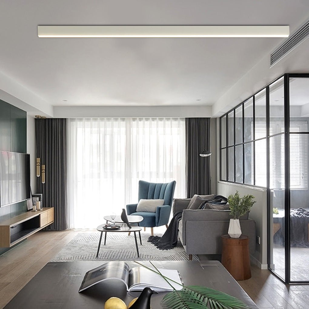 [Open-Box]White Minimalist Strip Stepless Dimming LED Modern Ceiling Light with Remote Control