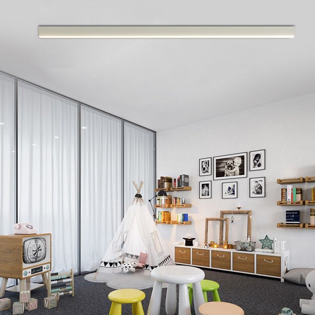 [Open-Box]White Minimalist Strip Stepless Dimming LED Modern Ceiling Light with Remote Control