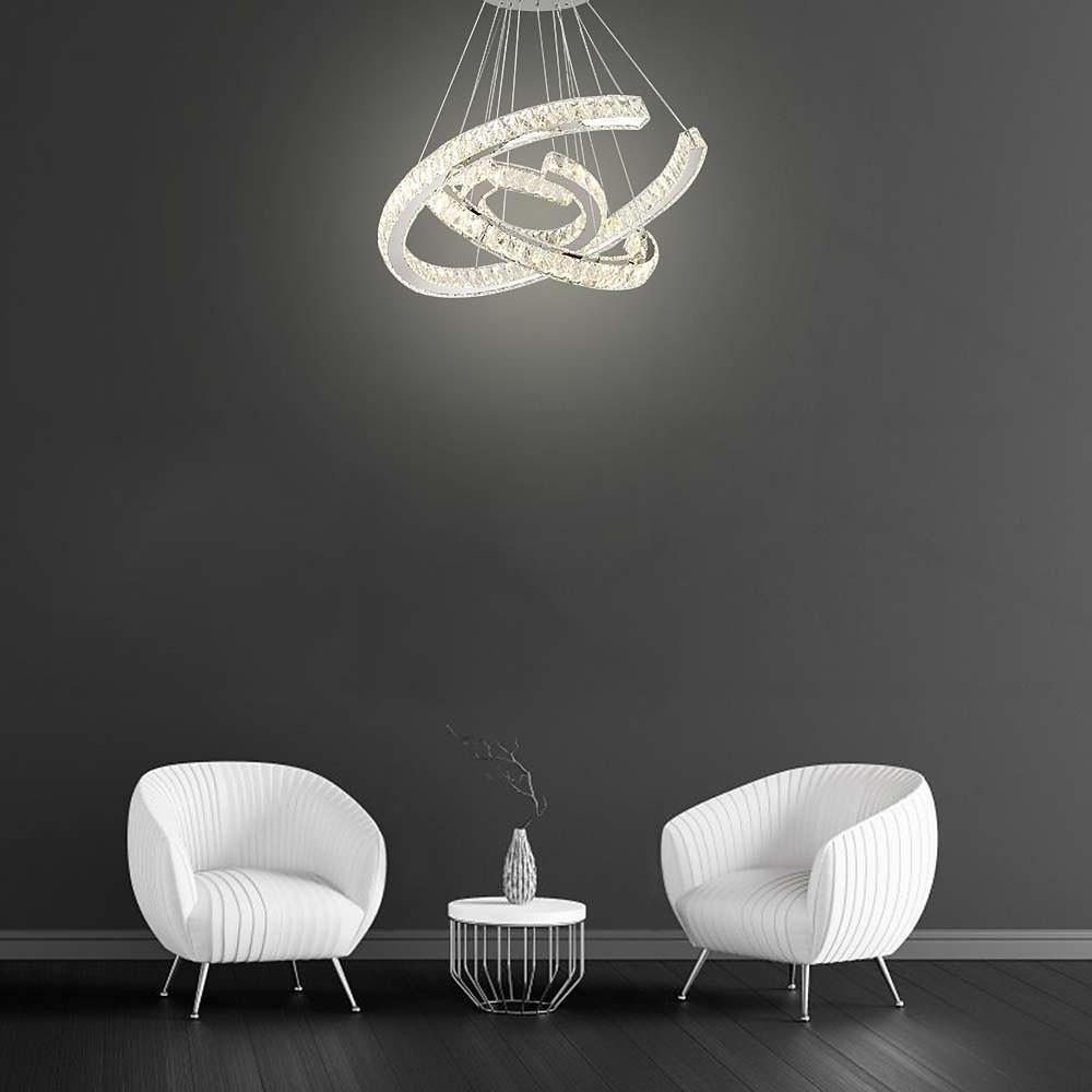 Wave LED Crystal Stainless Steel Ceiling Lights Chandeliers