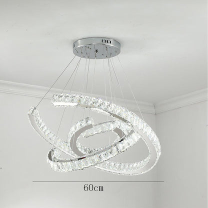 Wave LED Crystal Stainless Steel Ceiling Lights Chandeliers