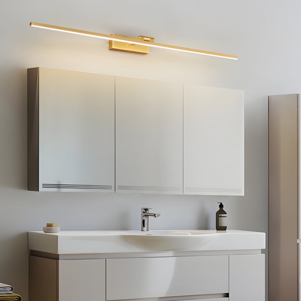 [Open-Box] Modern Copper Adjustable LED Bathroom Vanity Light with Rotatable Rod and Linear Acrylic Shade