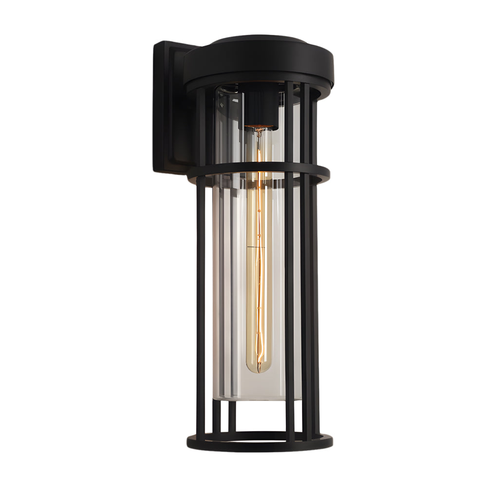 Waterproof Black Outdoor Wall Sconce Light Glass Lampshade Design