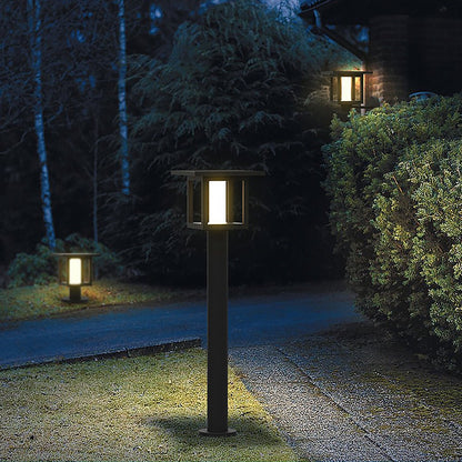 Wide Top LED Post Lights with Rain Shield & Hollow Interior Dual Power Options