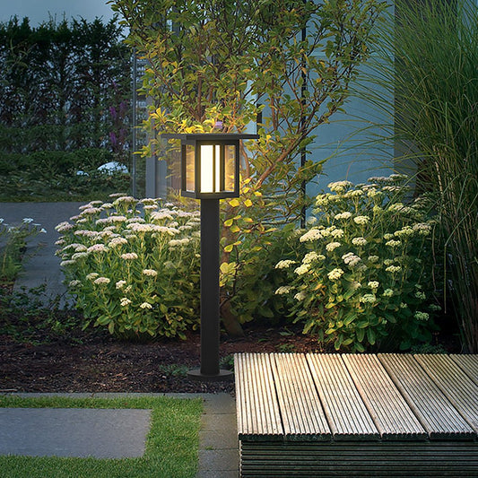 Wide Top LED Post Lights with Rain Shield & Hollow Interior Dual Power Options