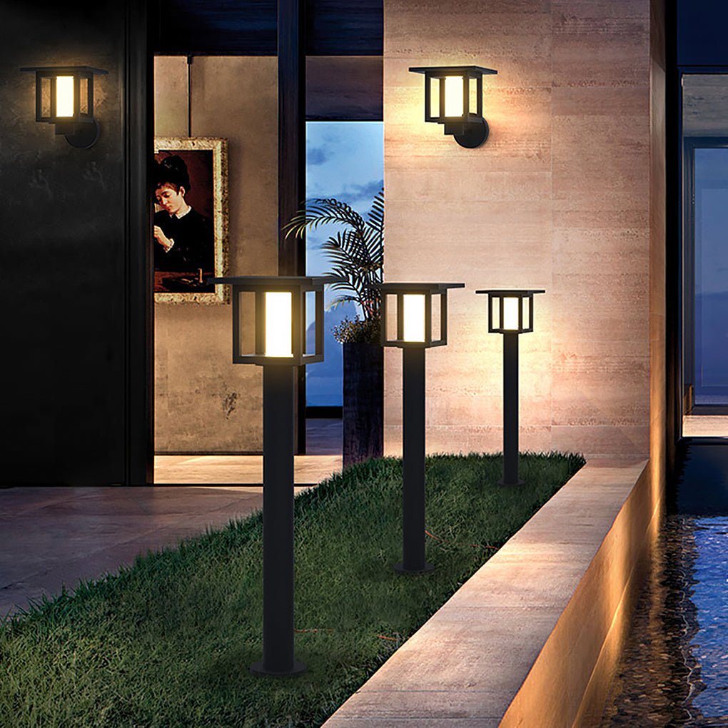 Wide Top LED Post Lights with Rain Shield & Hollow Interior Dual Power Options