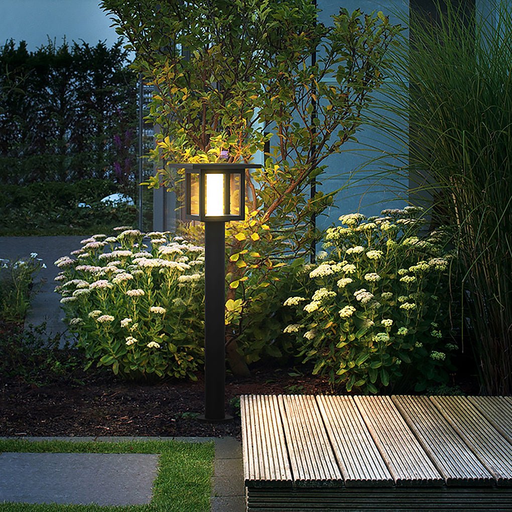 Wide Top LED Post Lights with Rain Shield & Hollow Interior Dual Power Options
