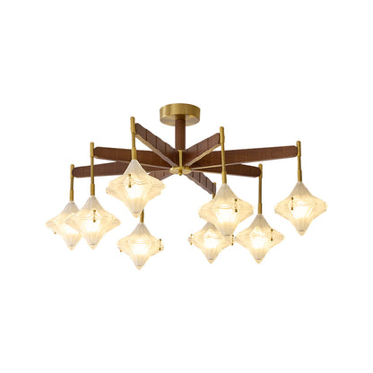 Vintage Gold Chandelier French Star Luxury Glass Ceiling Light