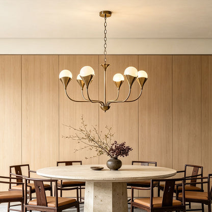 Vintage Italian Chandelier Minimalist Copper Ceiling Light