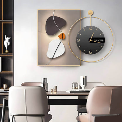 Wall Clock Light Modern Geometric Canvas Silent Light