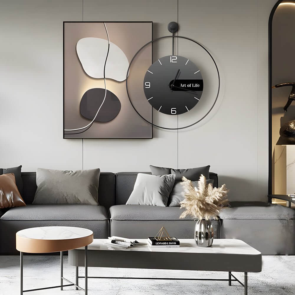 Wall Clock Light Modern Geometric Canvas Silent Light