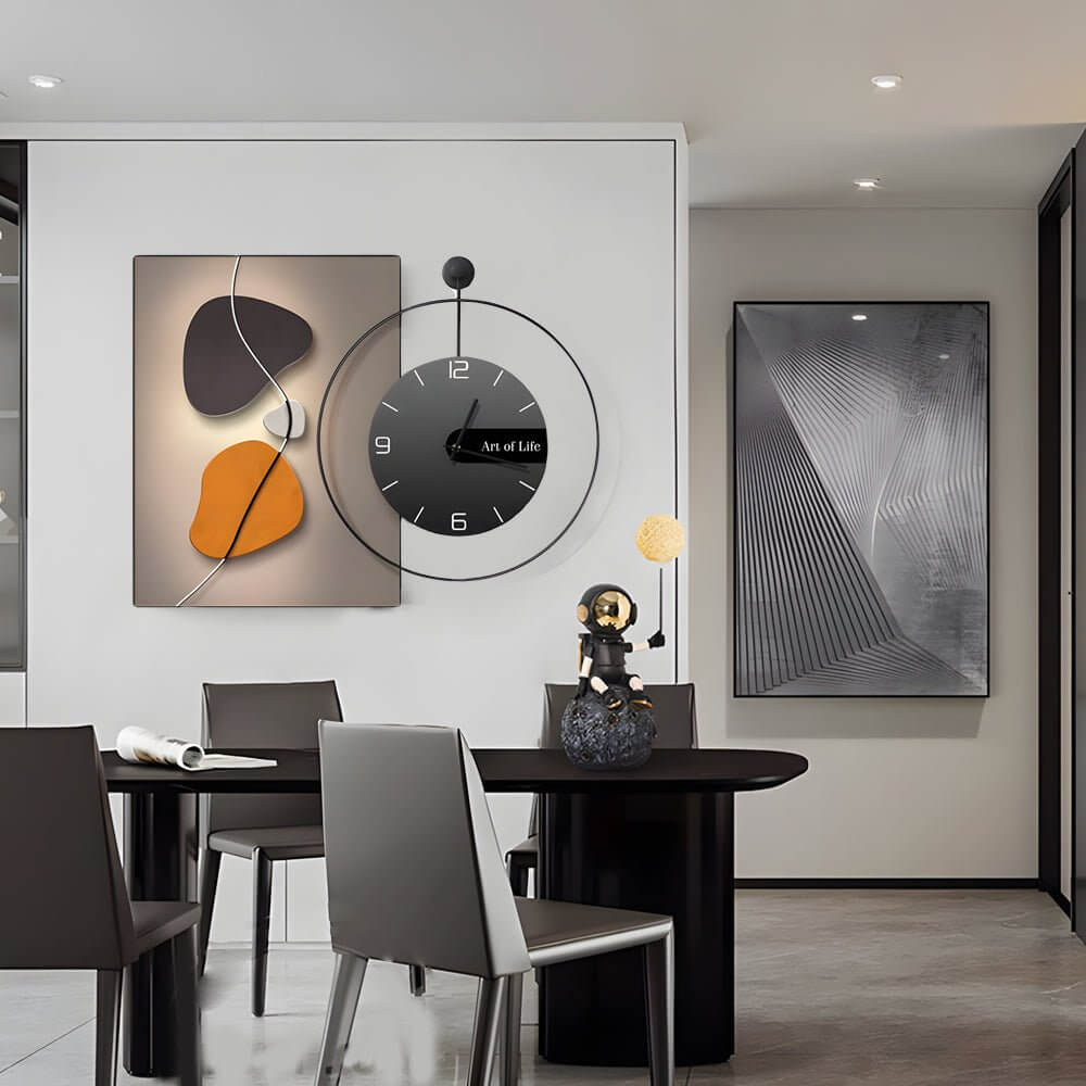 Wall Clock Light Modern Geometric Canvas Silent Light