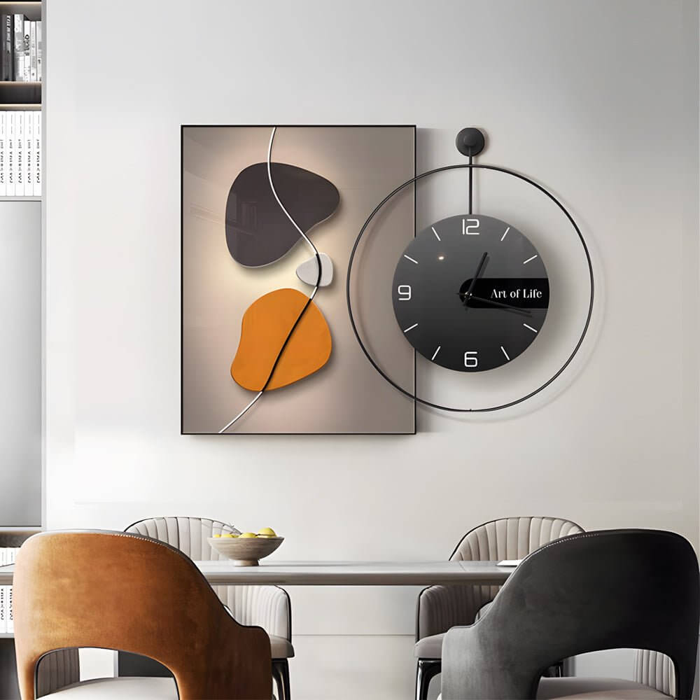 Wall Clock Light Modern Geometric Canvas Silent Light