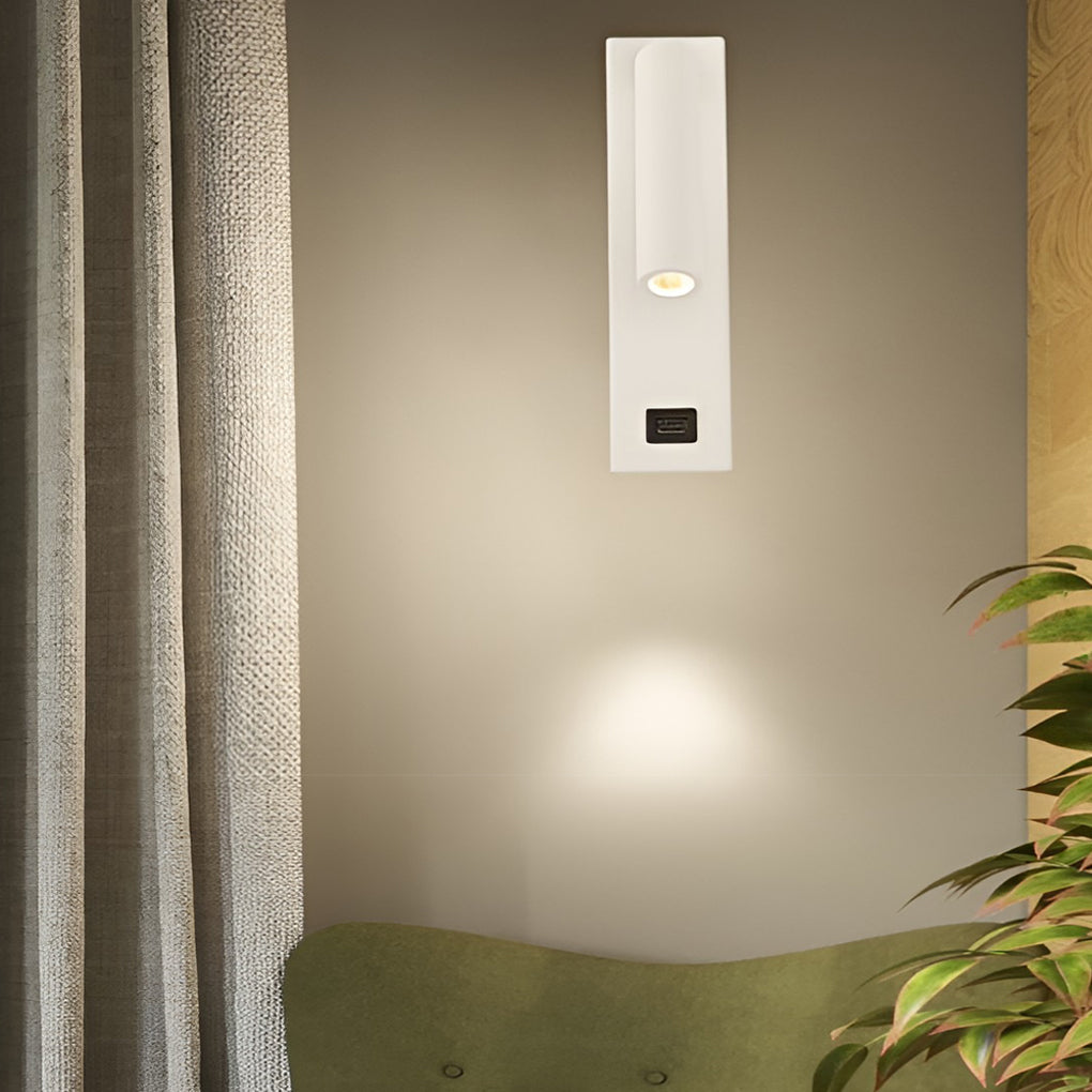 Wall Lamp with USB Charger Rectangular Adjustable Modern Light