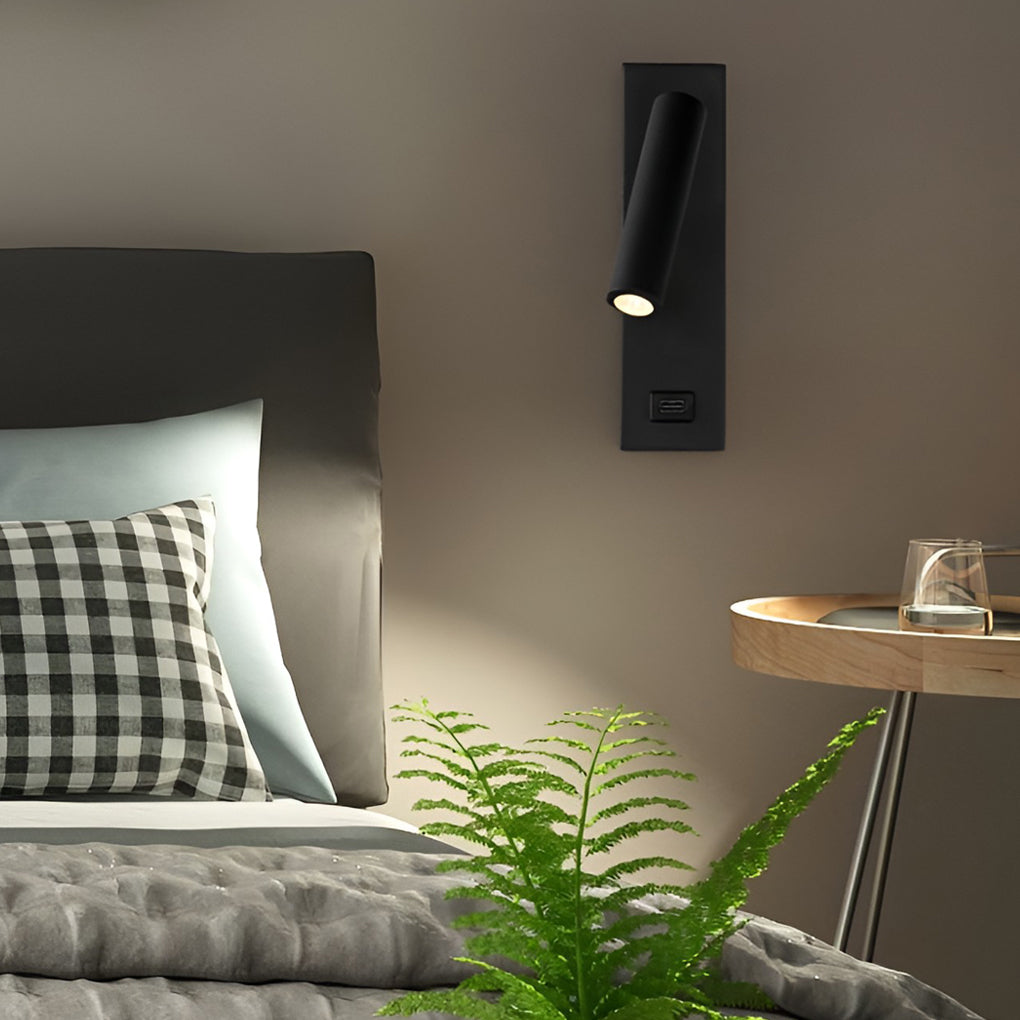 Wall Lamp with USB Charger Rectangular Adjustable Modern Light
