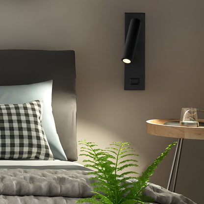Wall Lamp with USB Charger Rectangular Adjustable Modern Light