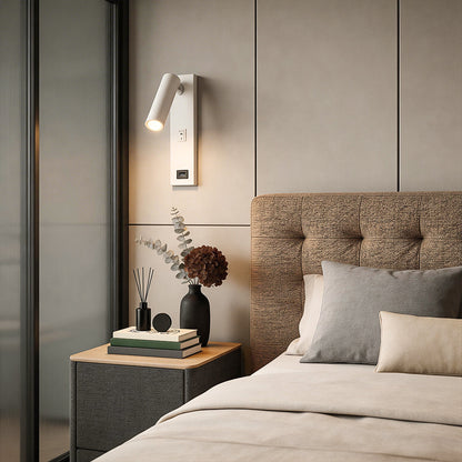 Wall Lamp with USB Charger Rectangular Adjustable Modern Light