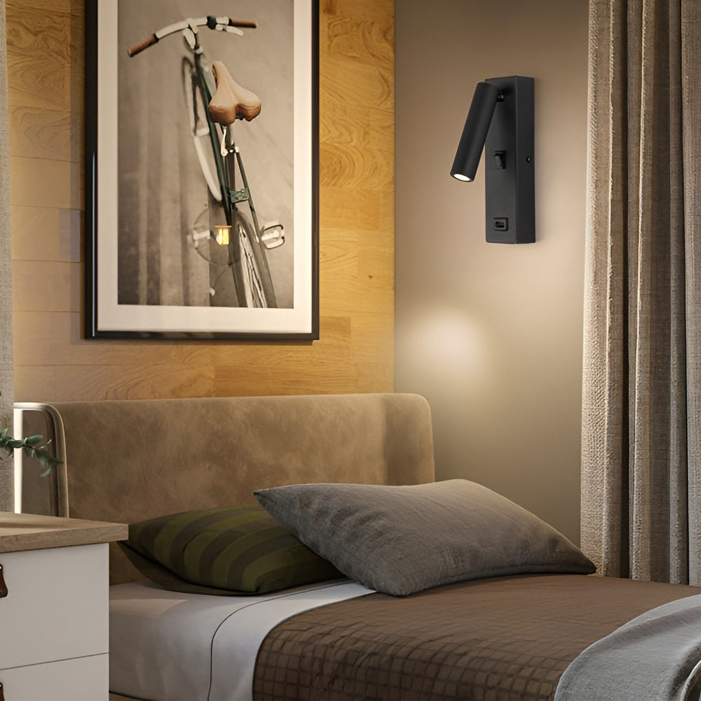 Wall Lamp with USB Charger Rectangular Adjustable Modern Light