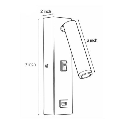 Wall Lamp with USB Charger Rectangular Adjustable Modern Light