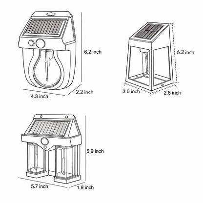Wall Mount Solar Lantern Tungsten Bulb Motion Sensor Light