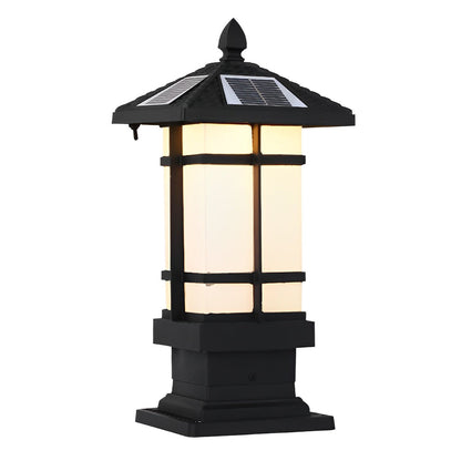 Wall Pillar Lights Outdoor Black Vintage Solar Fence Post Light