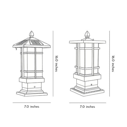 Wall Pillar Lights Outdoor Black Vintage Solar Fence Post Light