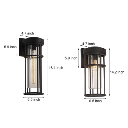 Waterproof Black Outdoor Wall Sconce Light Glass Lampshade Design