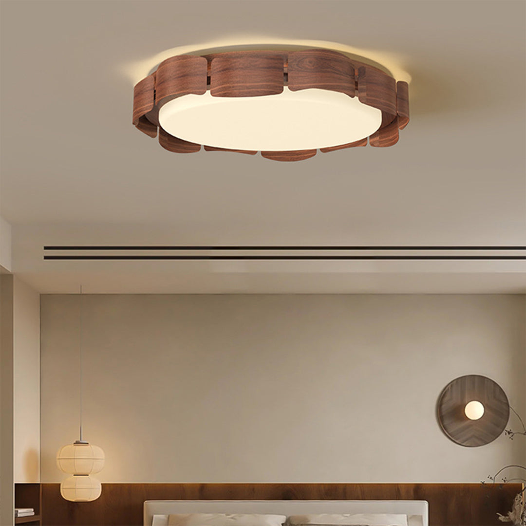 Wooden Ceiling Lights Full Spectrum Eye-Caring Flush Mount Light
