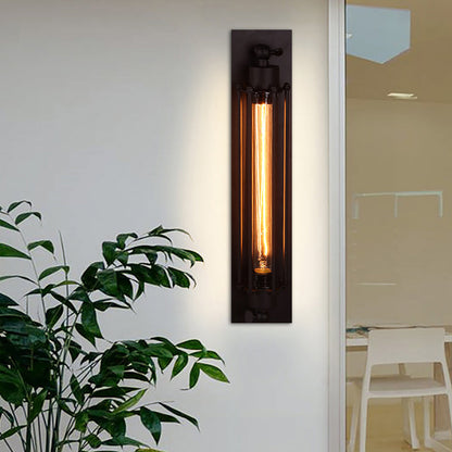 [Open-Box]Vintage Industrial Wall Sconce Black Iron Linear Lamp