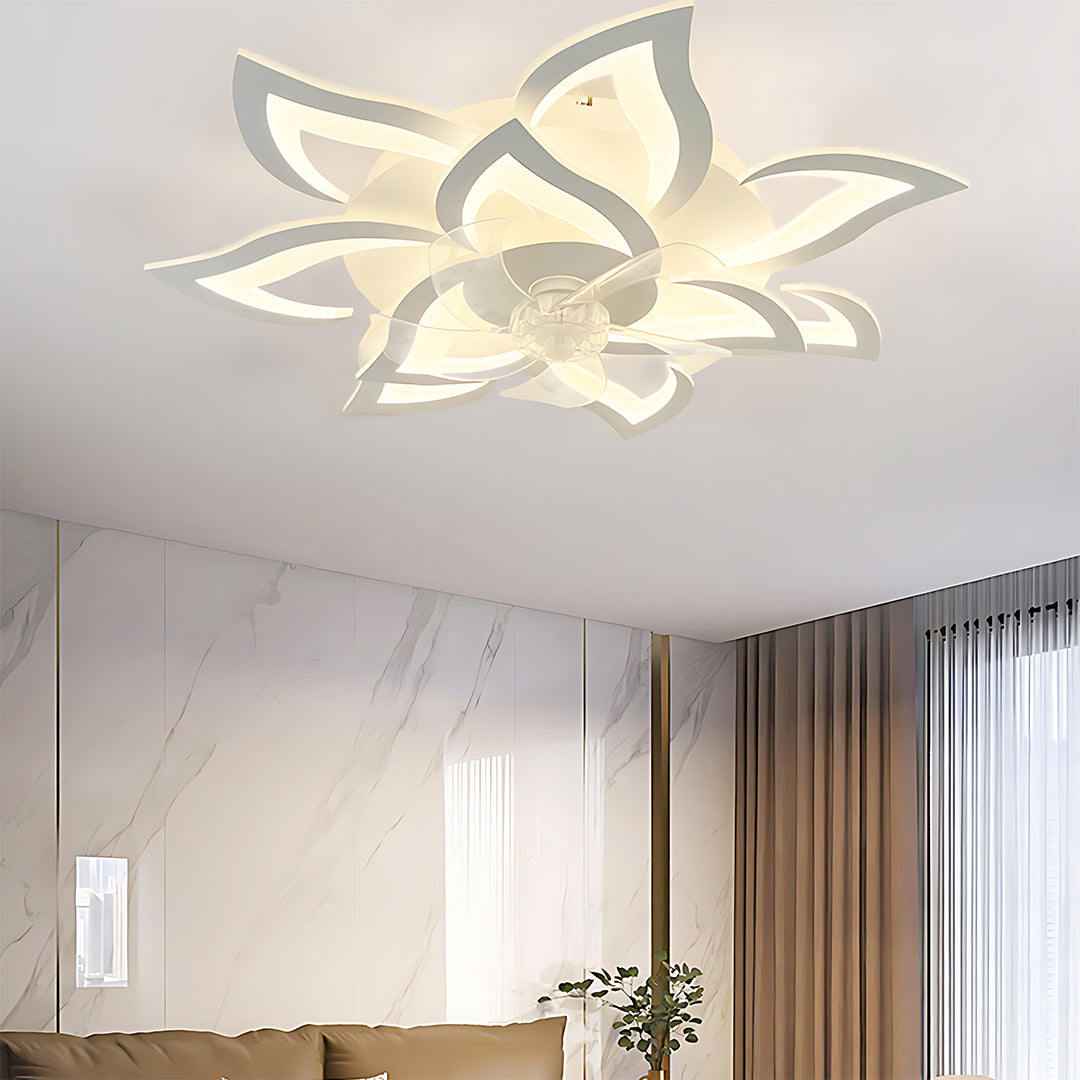 White Ceiling Fan With Light and Remote Modern Dimmable Ceiling Fan