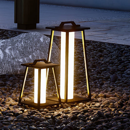Waterproof Tapered Wrought Iron Outdoor Lanterns Japanese-Style LED Landscape Lights