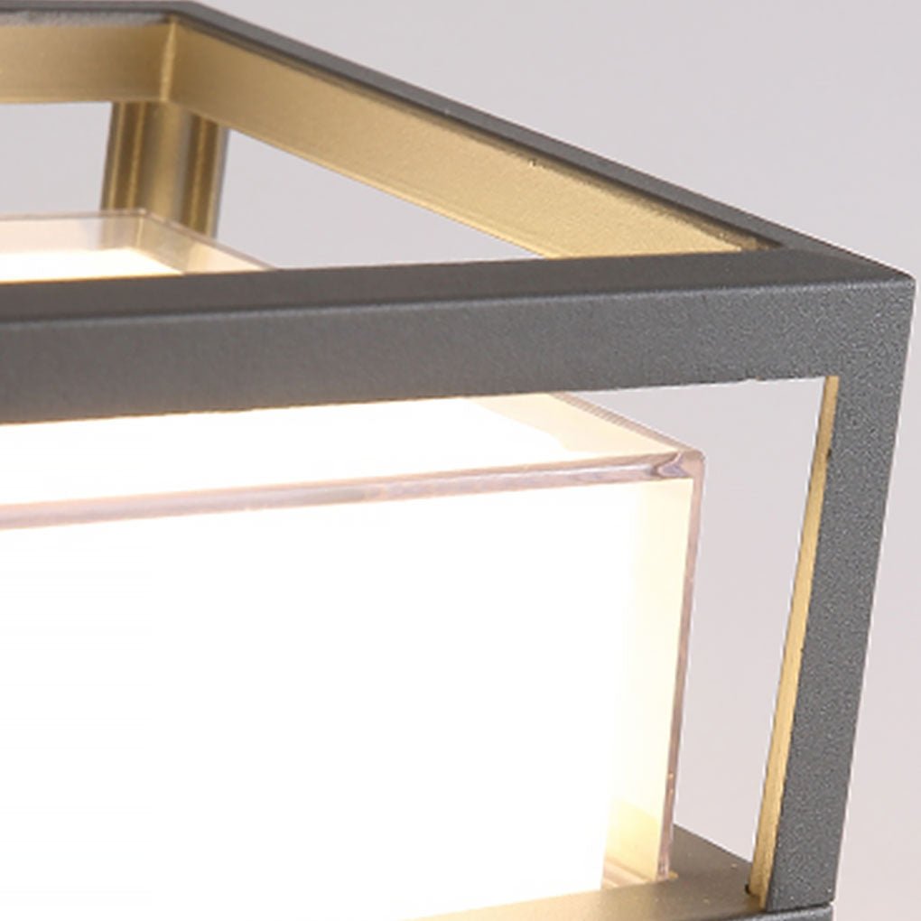 [Open-Box]Square Double Layer Shade Outdoor Pier Mount Light Post Lamp