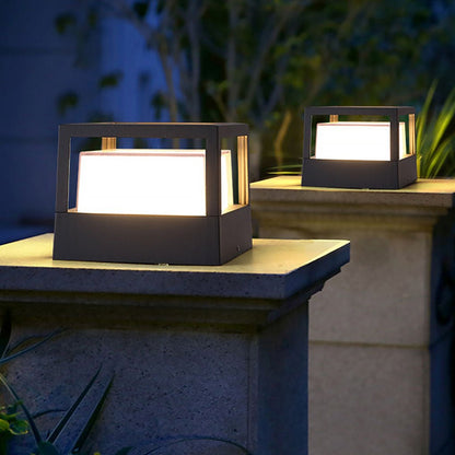 [Open-Box]Square Double Layer Shade Outdoor Pier Mount Light Post Lamp