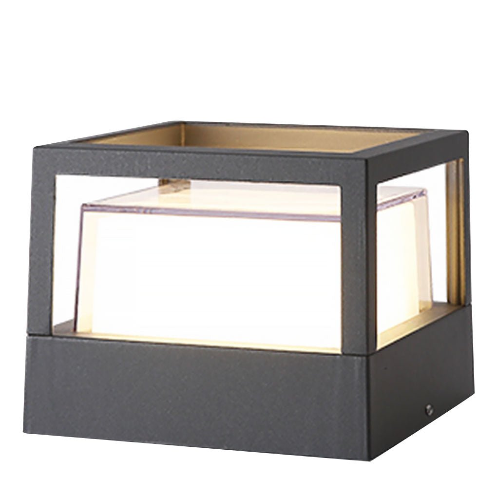 [Open-Box]Square Double Layer Shade Outdoor Pier Mount Light Post Lamp