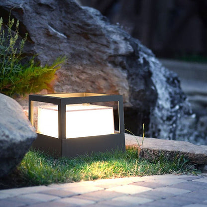 [Open-Box]Square Double Layer Shade Outdoor Pier Mount Light Post Lamp