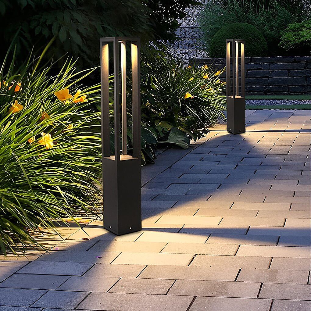 [Open-Box] Black Aluminum Garden LED 7W 4-Beam Landscape Bollard Lights