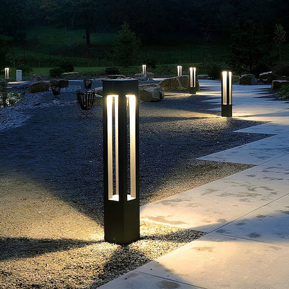 [Open-Box] Black Aluminum Garden LED 7W 4-Beam Landscape Bollard Lights