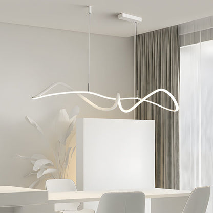 Wave Lines Dimmable with Remote LED Chandeliers Dining Room Lights