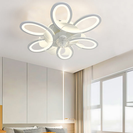 White Ceiling Fan With Light and Remote Modern Dimmable Ceiling Fan