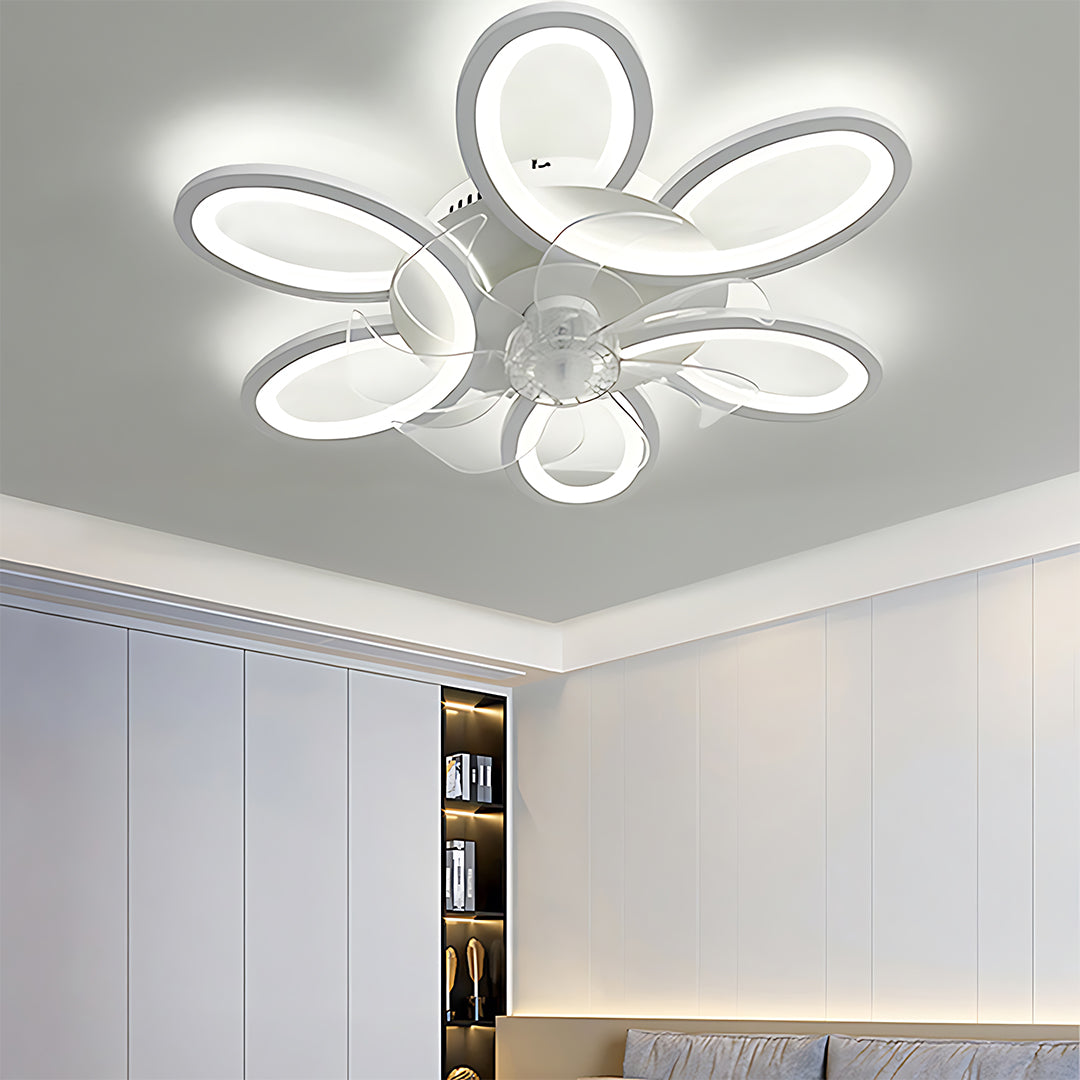 White Ceiling Fan With Light and Remote Modern Dimmable Ceiling Fan