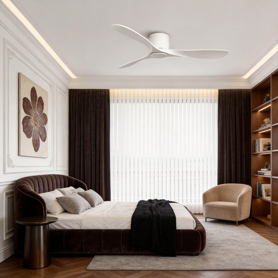 White Ceiling Fan Modern 52-Inch Indoor 3‑blade Fan