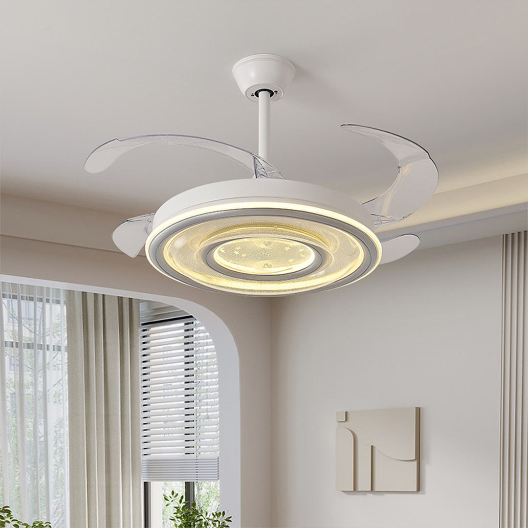 White Ceiling Fans With Light Nordic Transparent Blade Fan Light Fixture