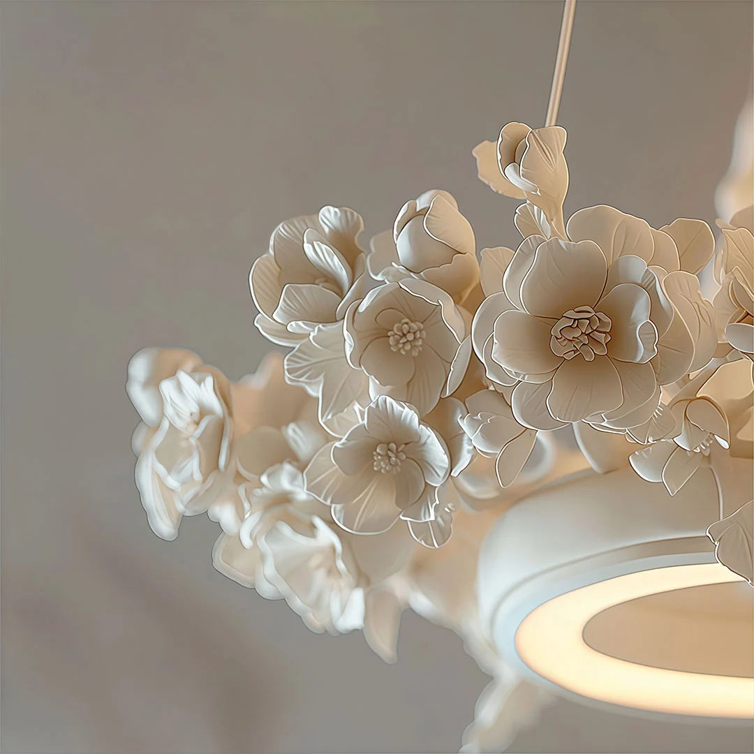 White Dining Room Chandelier French Floral Plaster Ceiling Light
