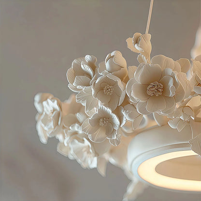 White Dining Room Chandelier French Floral Plaster Ceiling Light